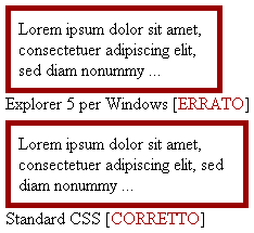 [immagine: Risultato dell'esmpio su IE5/Win e su un browser standard]
