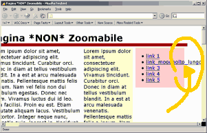 screenshot: il testo ingrandito esce fuori dai bordi del box contenitore